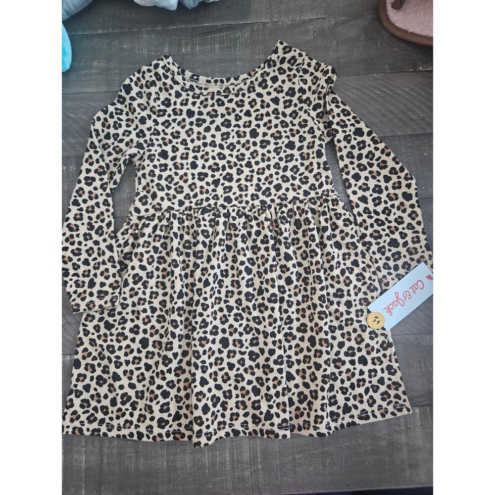 Cat & Jack Girls Baby Leopard Cheetah Pink Dress Size 3T NWT Long Sleeves!
